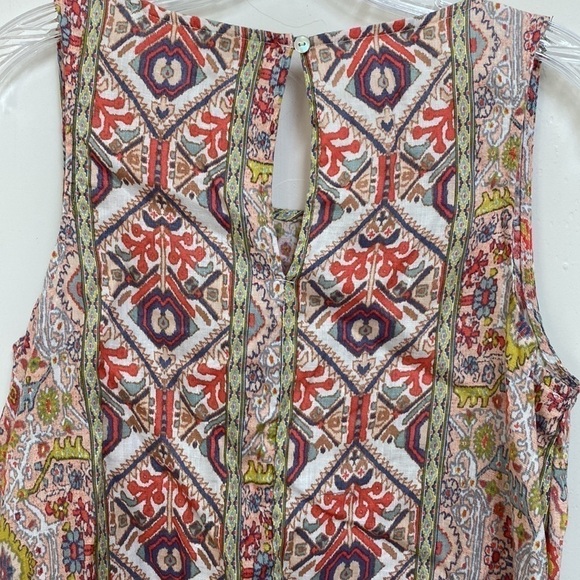 RACHEL Zoe Aztec Southwestern Boho 100% Linen Pocket Dress Women’s Size XS - Picture 8 of 14